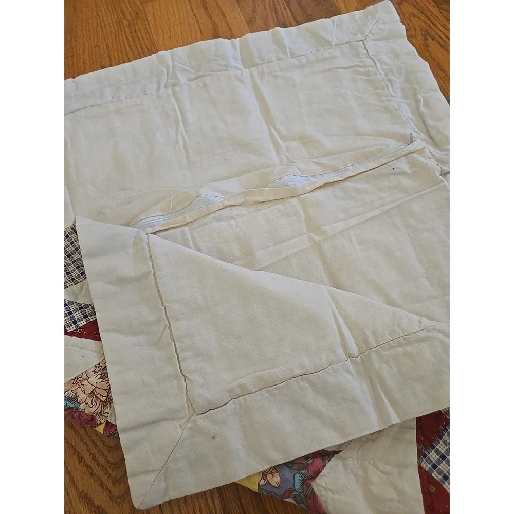 Vtg Grannycore Cottagecore Flower Basket Quilt Handmade Stiched 88
